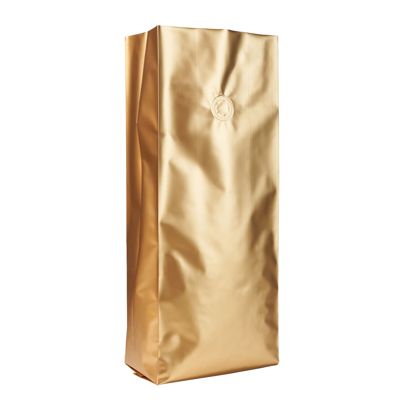 Seitenfaltenbeutel mit Aromaschutzventil, gold 380 x 130 mm