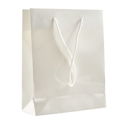 Geschenktasche, glänzend weiß | 20 x 25 x 8 cm