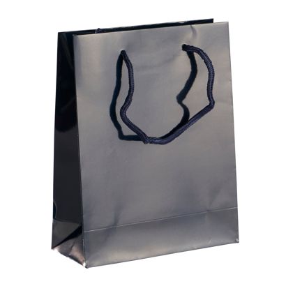 Geschenktasche, glänzend dunkelblau | 20 x 25 x 8 cm