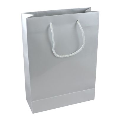 Geschenktasche, glänzend silber | 26 x 36 x 10 cm