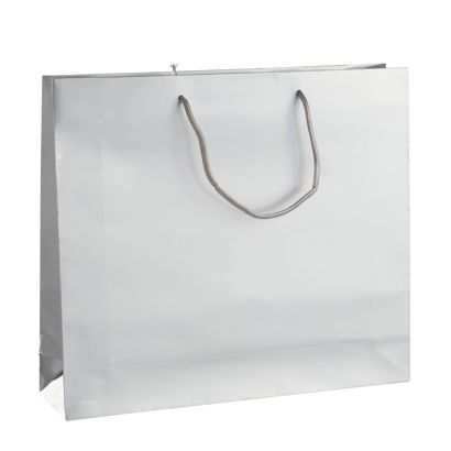Geschenktasche, glänzend silber | 40 x 35 x 10 cm