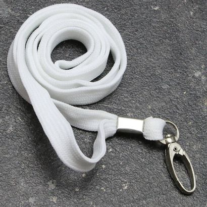 Lanyard, 10 mm breit weiß | mit Karabiner Clip