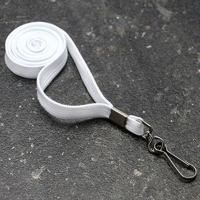 Lanyard, 10 mm breit weiß | mit drehbarem Metallhaken