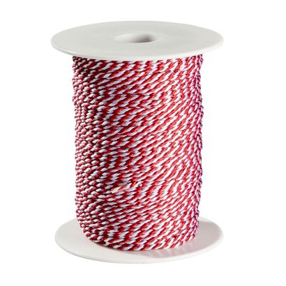 Atlaskordel auf Rolle, 2 mm x 100 m, Viskose weiß|rot 