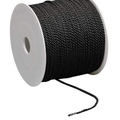 Atlaskordel auf Rolle, 2 mm x 100 m, Viskose schwarz