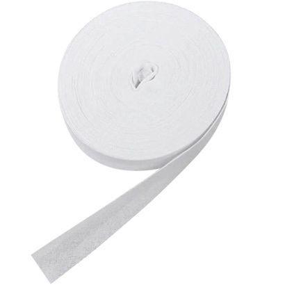 Schrägband, Baumwolle, 20 mm, weiß (Rolle mit 25 m) 