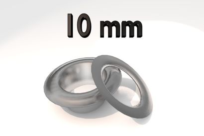 Ösen für Hand Ösenpresse BB-XOEP, ⌀ 10 mm, rostfrei, Messing vernickelt, Schachtel mit 100 Stück 