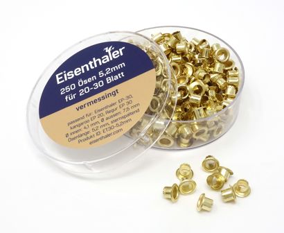 Eisenthaler Ösen ET30-5.2mm, vermessingt, für 20-30 Blatt, Pack mit 250 Stück 