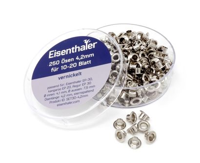 Eisenthaler Ösen SET30-4.2mm, vernickelt für 10-20 Blatt, Pack mit 250 Stück 