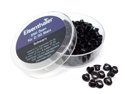 Eisenthaler Ösen EFC-30, farbig für 2-30 Blatt, Pack mit 250 Stück schwarz 