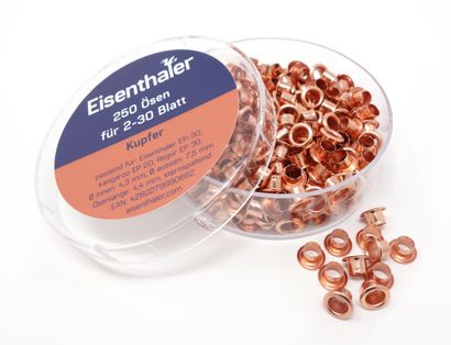 Eisenthaler Ösen EFC-30, farbig für 2-30 Blatt, Pack mit 250 Stück kupfer 