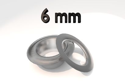 Ösen für Hand Ösenpresse BB-XOEP, Stahl vernickelt, Pack mit 100 Stück 6 mm