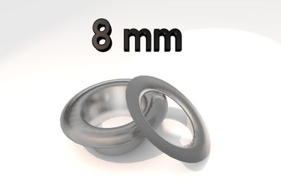 Ösen für Hand Ösenpresse BB-XOEP, Stahl vernickelt, Pack mit 100 Stück 8 mm