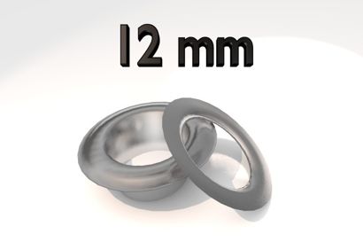 Ösen für Hand Ösenpresse BB-XOEP, Stahl vernickelt, Pack mit 100 Stück 12 mm
