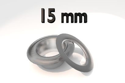 Ösen für Hand Ösenpresse BB-XOEP, Stahl vernickelt, Pack mit 100 Stück 15 mm