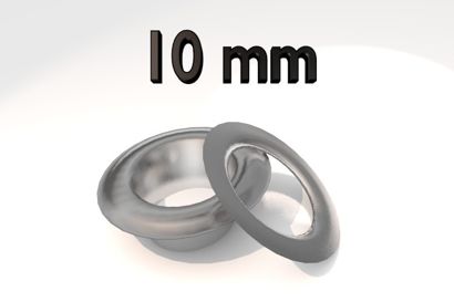 Ösen für Hand Ösenpresse BB-XOEP, Stahl vernickelt, Pack mit 100 Stück 10 mm