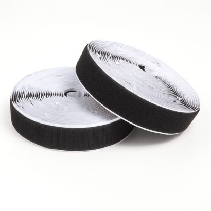 Selbstklebendes Klettband, Klettverschluss Pack mit Haken- und Flauschband 30 mm | schwarz | 8 m