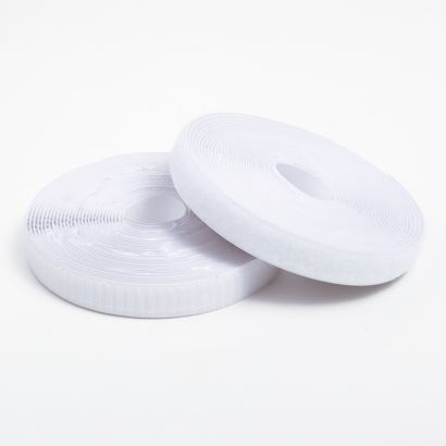 Selbstklebendes Klettband, Klettverschluss Pack mit Haken- und Flauschband 16 mm | weiß | 8 m
