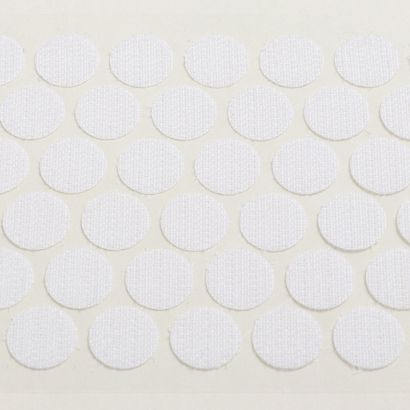 Klettpunkte auf Bogen, Set aus Haken und Flausch 15 mm | weiß  | Haken  | 150 Stk