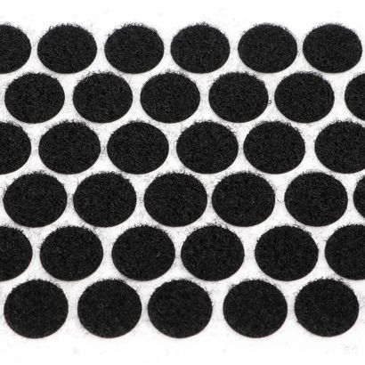 Klettpunkte auf Bogen, Set aus Haken und Flausch 33 mm | schwarz  | Flausch  | 45 Stk