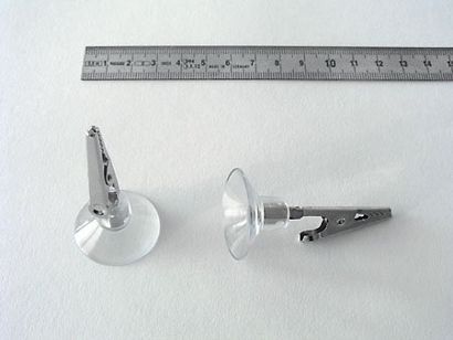 Saugnapf mit Krokodilklammer, 30 mm, Klammer axial 