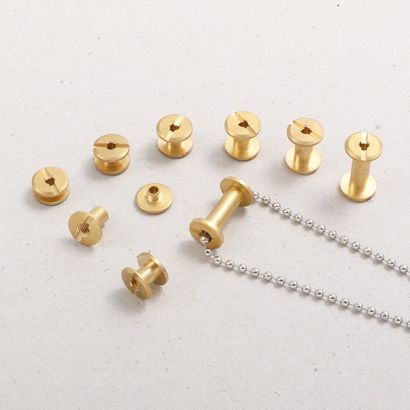 Kollektionsschrauben, Buchschrauben Metall mit Loch 3.5 mm | vermessingt 