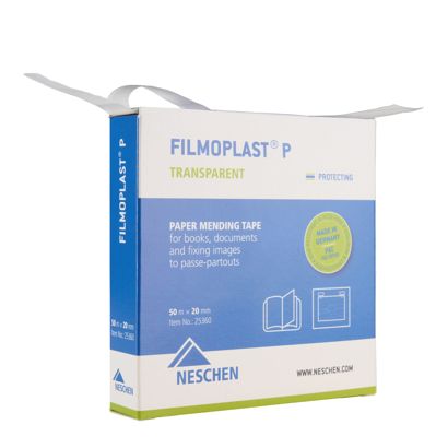 filmoplast® P, Papier-Reparaturband selbstklebend, repariert eingerissene Buchseiten, hauchdünn mit hoher Transparenz 25 m auf Rolle | 2 cm | 50 m