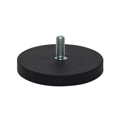 Gummierte Magnete mit Gewinde 57 mm | schwarz | M6x15 mm