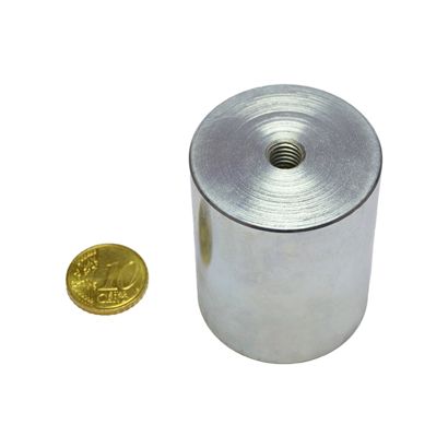 AlNiCo-Stabgreifer mit Innengewinde 40 mm | silber