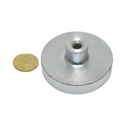 Topfmagnet mit Gewindebuchse, Neodym 50 mm | verzinkt