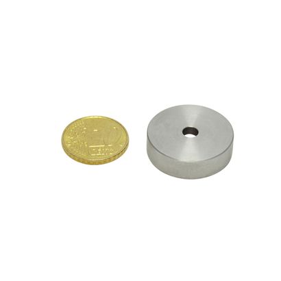 SmCo-Topfmagnete mit Zylinderbohrung, Edelstahlgehäuse 25 mm