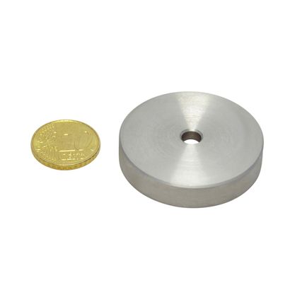 SmCo-Topfmagnete mit Zylinderbohrung, Edelstahlgehäuse 40 mm