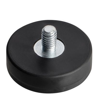 Gummierte Magnete mit Gewinde schwarz  | 22 mm | M4x6,5 mm 