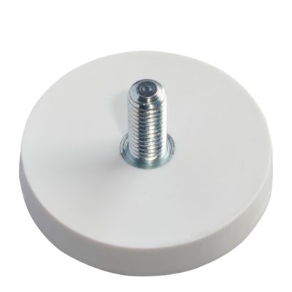 Gummierte Magnete mit Gewinde weiß  | 31 mm | M5x12 mm 