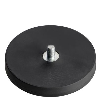 Gummierte Magnete mit Gewinde schwarz  | 43 mm | M4x6 mm 