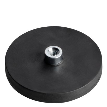 Gummierte Magnete mit Gewindebuchse schwarz  | 43 mm | M4 