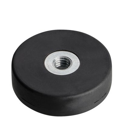 Gummierte Magnete mit Innengewinde schwarz  | 22 mm