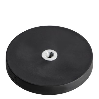 Gummierte Magnete mit Innengewinde schwarz  | 43 mm