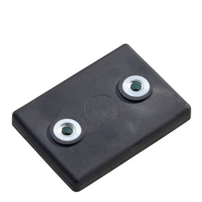 Gummierte Magnete, rechteckig, mit Innengewinde 43 x 31 mm  |  2x M4x4,5 mm  | schwarz  | 13 kg