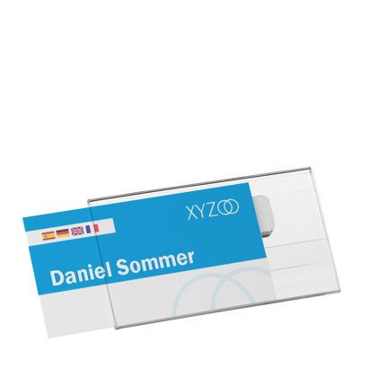 Namensschilder Acryl CLEAR, magnetisch 75 x 40 mm