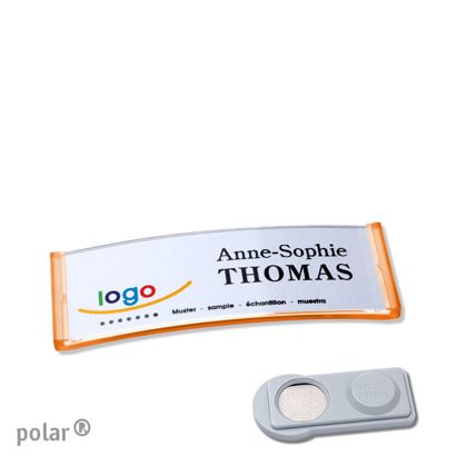 Namensschilder polar®, magnetisch smag® Magnet | transluzent, orange | 64 x 22 mm