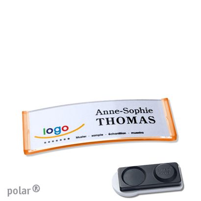 Namensschilder polar®, magnetisch smag® Magnet, extra stark | transluzent, orange | 64 x 22 mm