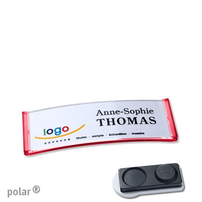 Namensschilder polar®, magnetisch smag® Magnet, extra stark | transluzent, rot | 64 x 22 mm