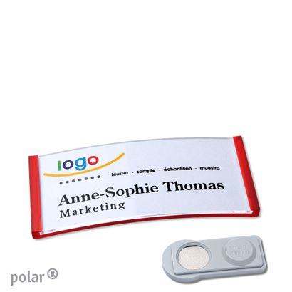 Namensschilder polar®, magnetisch smag® Magnet | transluzent, rot | 65 x 30 mm