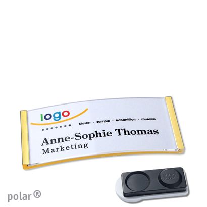 Namensschilder polar®, magnetisch smag® Magnet, extra stark | gold | 65 x 30 mm