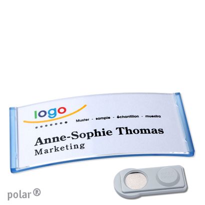 Namensschilder polar®, magnetisch smag® Magnet | transluzent, blau | 74 x 34 mm