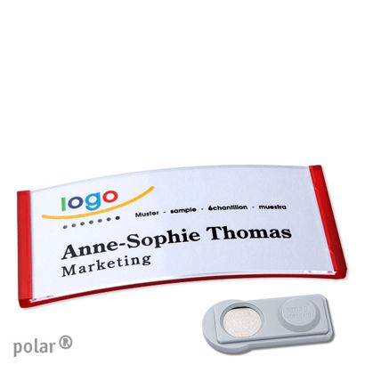 Namensschilder polar®, magnetisch smag® Magnet | transluzent, rot | 74 x 34 mm