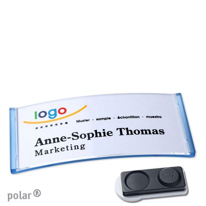 Namensschilder polar®, magnetisch smag® Magnet, extra stark | transluzent, blau | 74 x 34 mm
