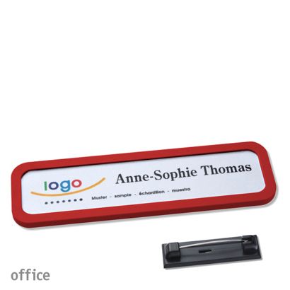 Namensschild mit Nadel OFFICE rot | 75 x 17 mm