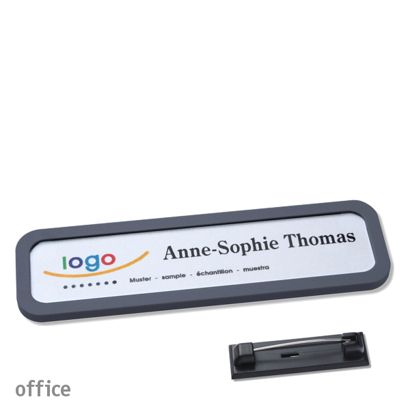 Namensschild mit Nadel OFFICE schwarz | 75 x 17 mm
